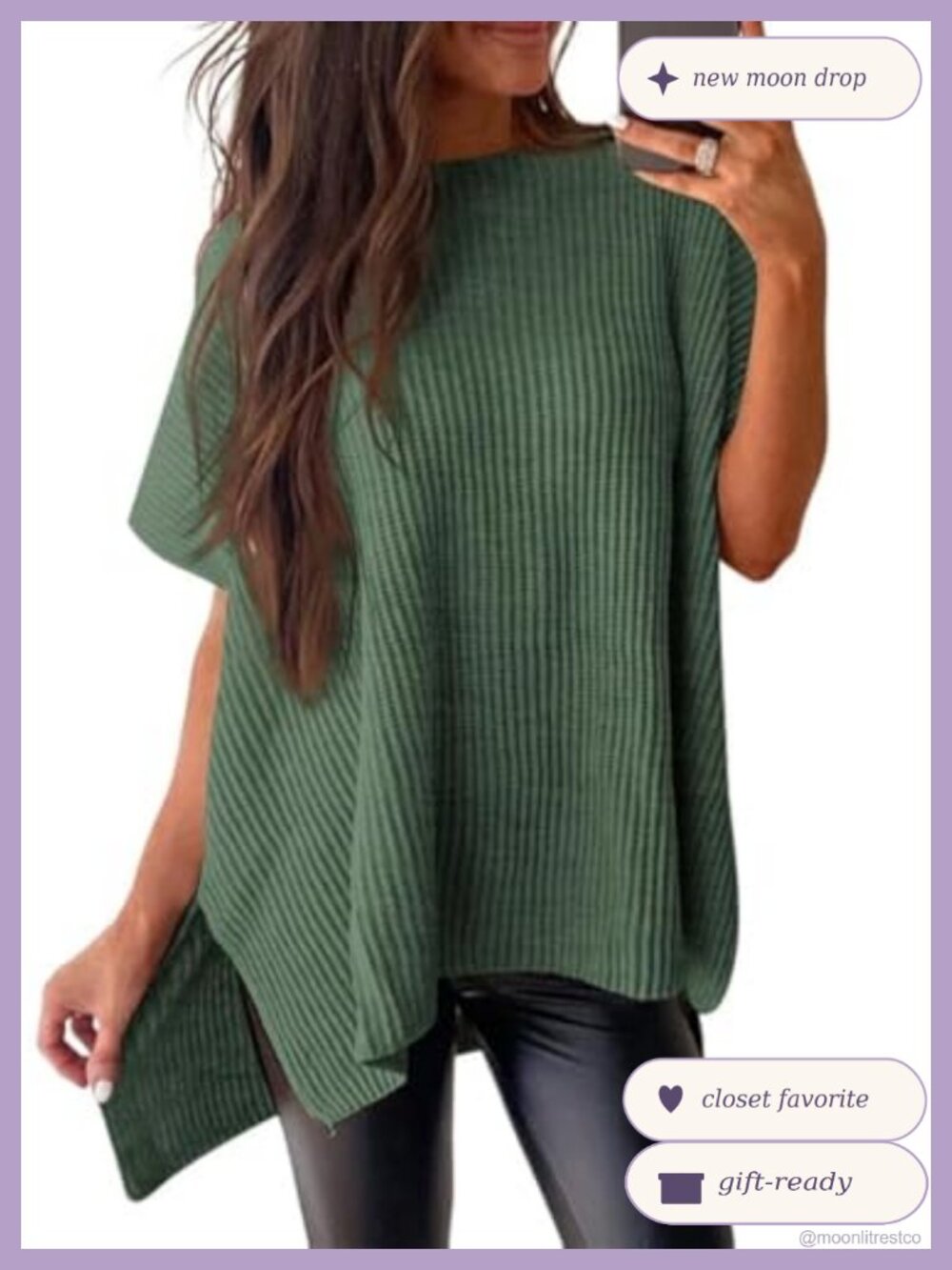 Crewneck Puff Short Sleeve Sweater Tunic Casual Loose Knit Pullover Top